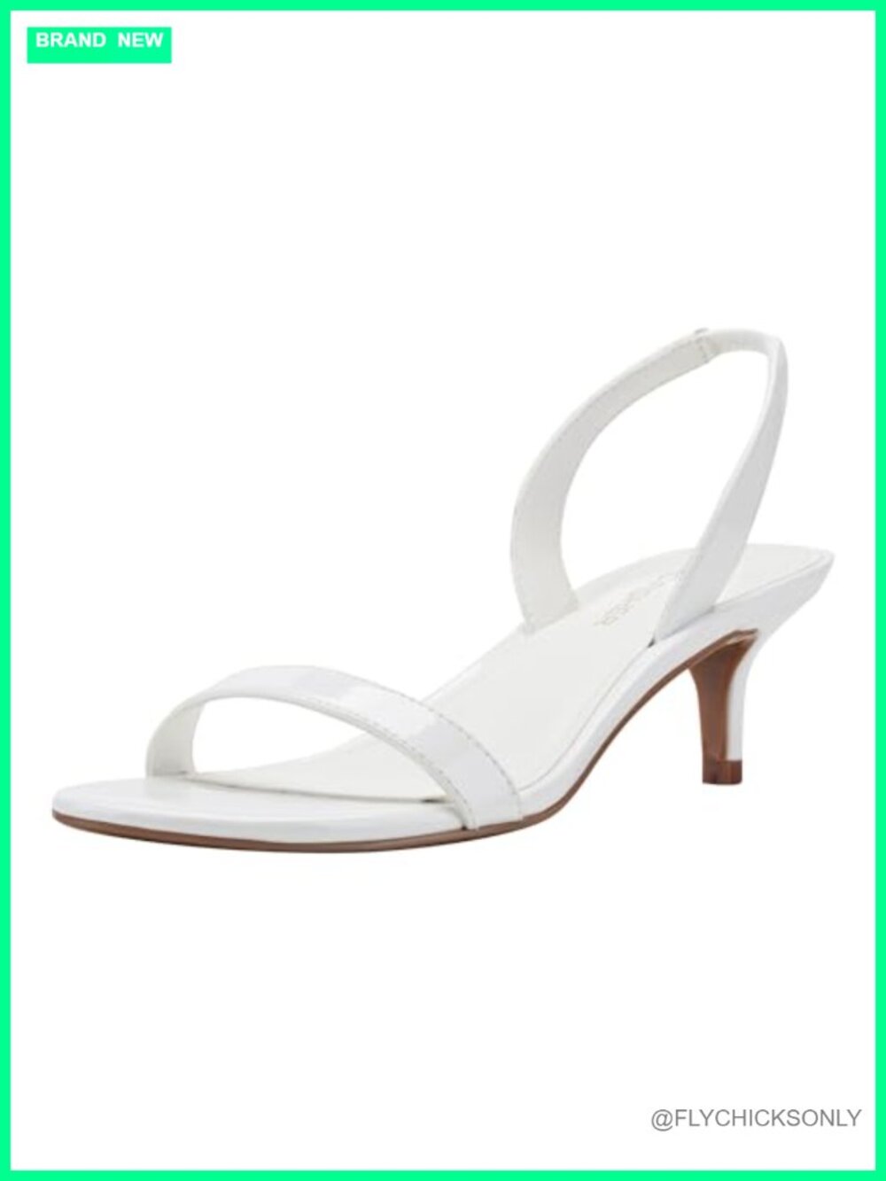 Faux Patent Leather Kitten Heel Slingback Dress Sandals